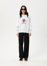 AFENDS Womens Bloom - Crew Neck Jumper - White - Afends womens bloom   crew neck jumper   white