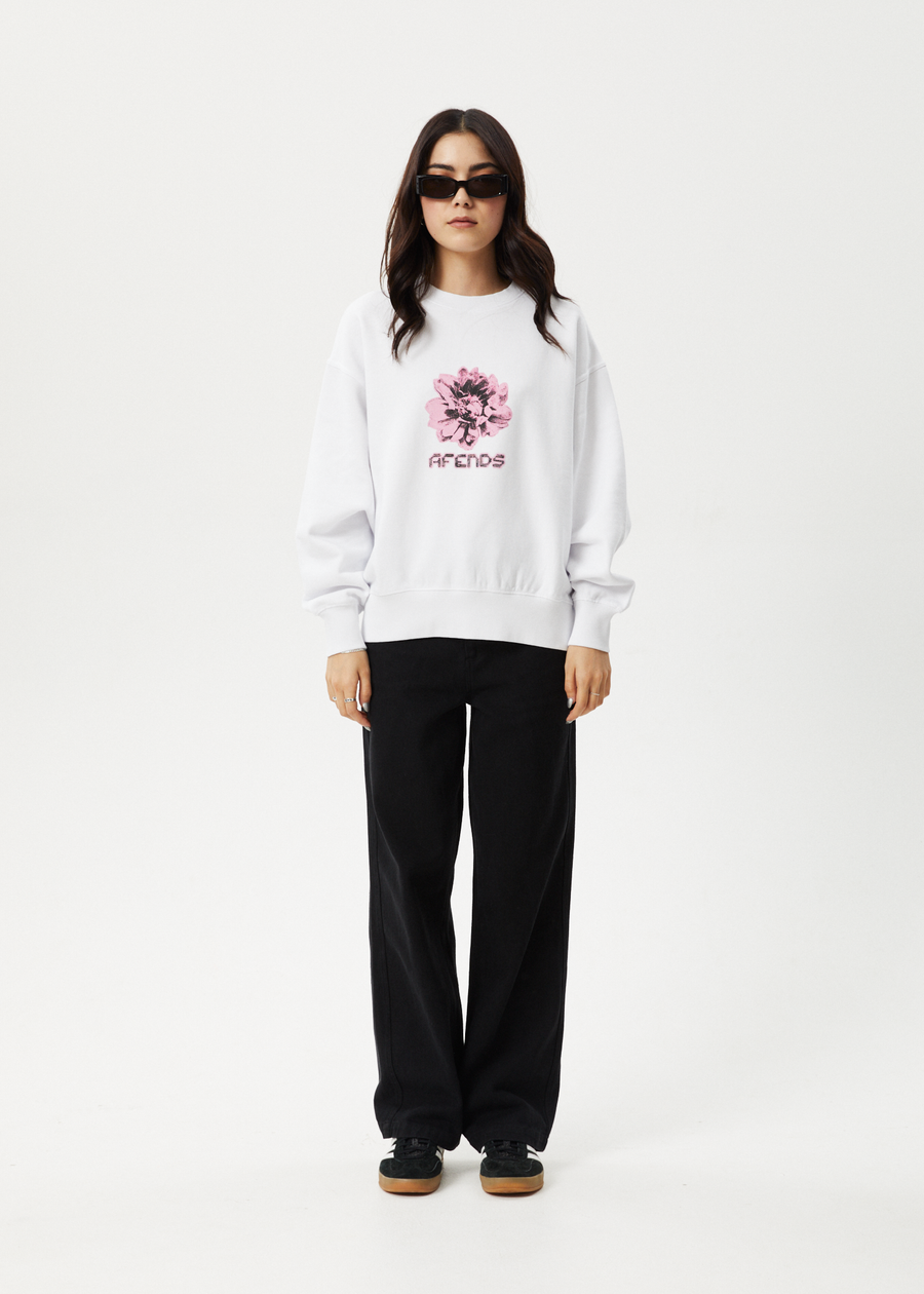 AFENDS Womens Bloom - Crew Neck Jumper - White