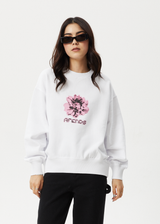 AFENDS Womens Bloom - Crew Neck Jumper - White - Afends womens bloom   crew neck jumper   white
