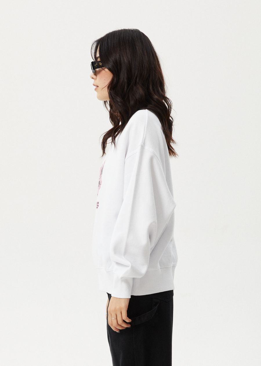 AFENDS Womens Bloom - Crew Neck Jumper - White