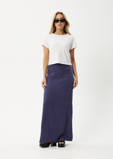 AFENDS Womens Grace - Cupro Maxi Skirt - Navy - Afends womens grace   cupro maxi skirt   navy 
