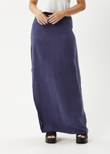 AFENDS Womens Grace - Cupro Maxi Skirt - Navy - Afends womens grace   cupro maxi skirt   navy 