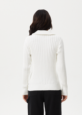 AFENDS Womens Vision - Knit Zip Through Cardigan - White - Afends womens vision   knit zip through cardigan   white 