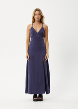 AFENDS Womens Grace - Cupro Maxi Dress - Navy - Afends womens grace   cupro maxi dress   navy 