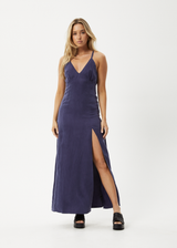 AFENDS Womens Grace - Cupro Maxi Dress - Navy - Afends womens grace   cupro maxi dress   navy 