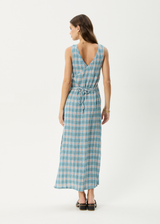 AFENDS Womens Position - Seersucker Maxi Dress - Lake Check - Afends womens position   seersucker maxi dress   lake check