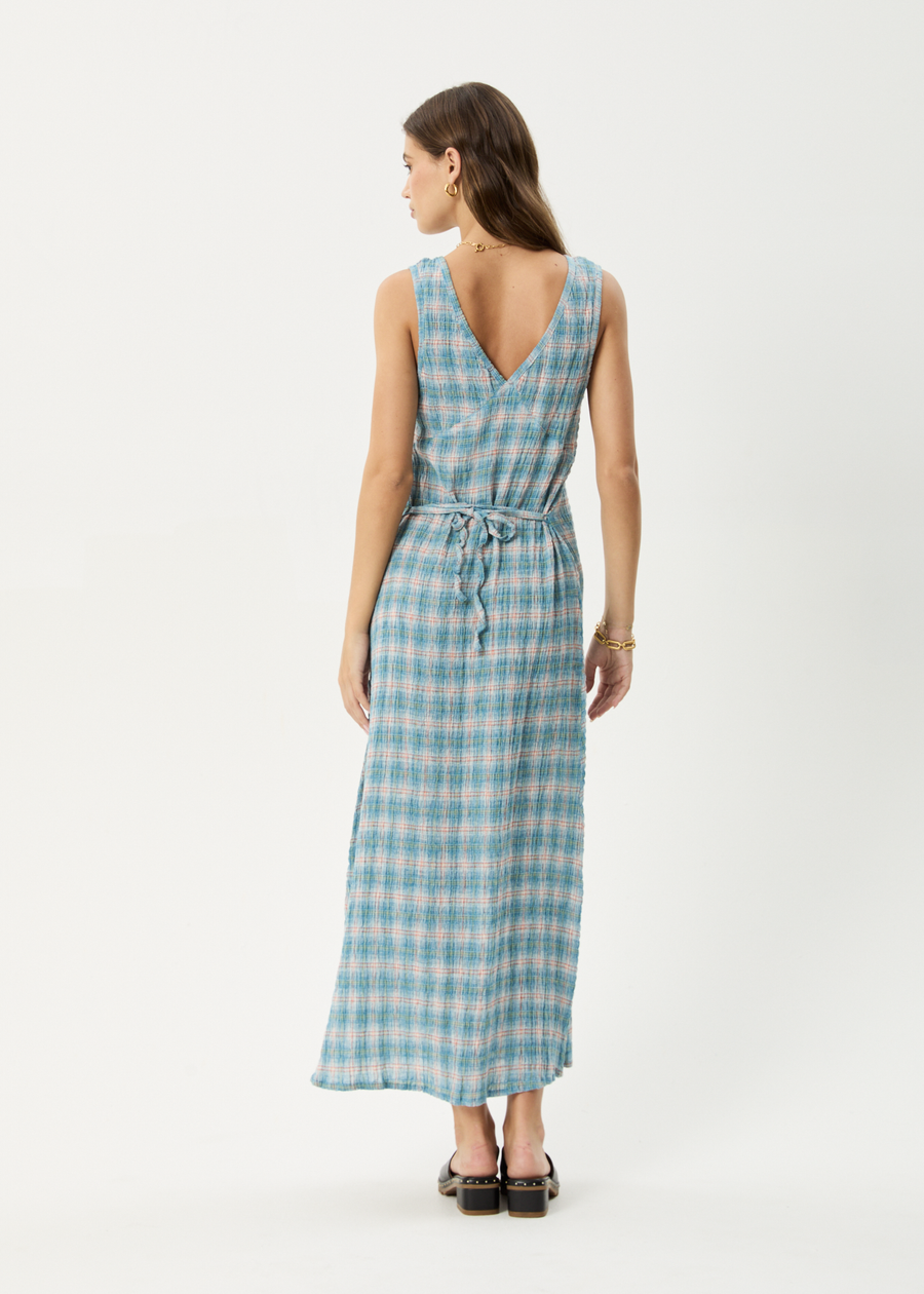 AFENDS Womens Position - Seersucker Maxi Dress - Lake Check