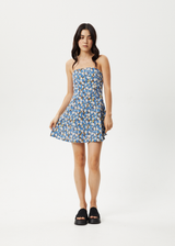 AFENDS Womens Petal - Strapless Dress - Lake Floral - Afends womens petal   strapless dress   lake floral 