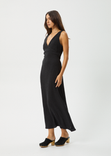 AFENDS Womens Focus - Seersucker Maxi Dress - Black - Afends womens focus   seersucker maxi dress   black