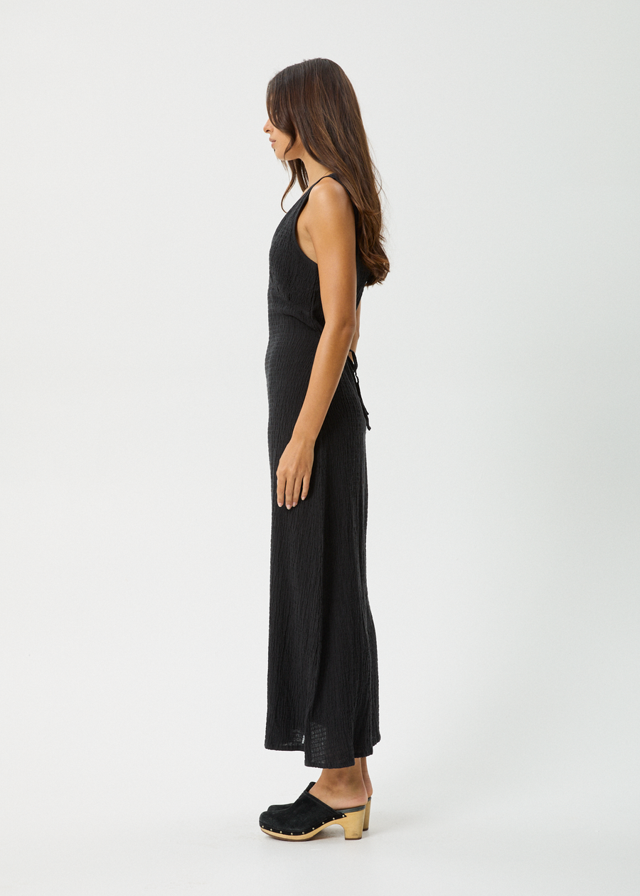 AFENDS Womens Focus - Seersucker Maxi Dress - Black