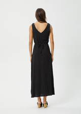 AFENDS Womens Focus - Seersucker Maxi Dress - Black - Afends womens focus   seersucker maxi dress   black
