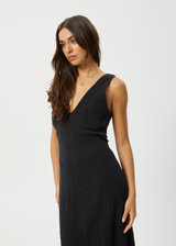 AFENDS Womens Focus - Seersucker Maxi Dress - Black - Afends womens focus   seersucker maxi dress   black