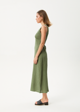 AFENDS Womens Focus - Seersucker Maxi Dress - Oil Green - Afends womens focus   seersucker maxi dress   oil green