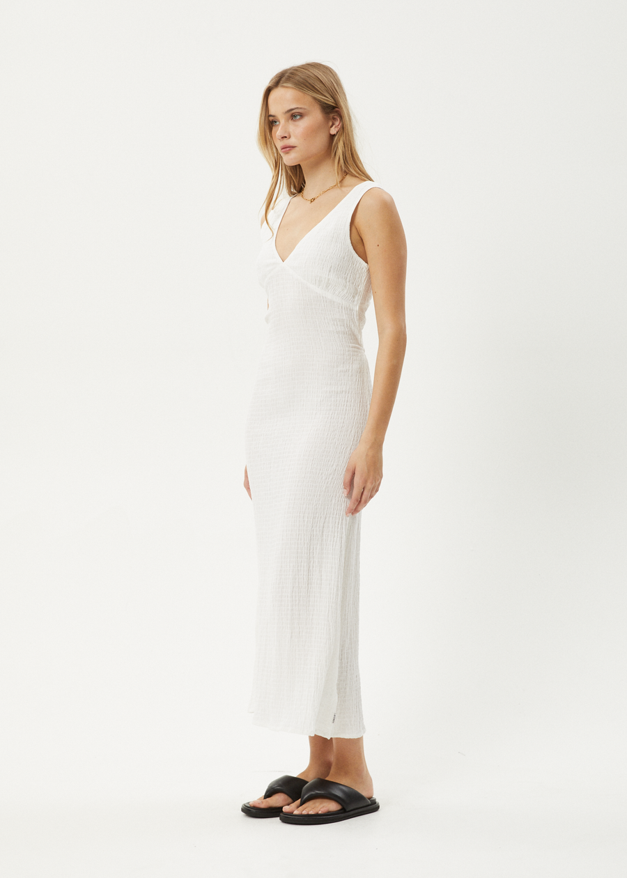 AFENDS Womens Focus - Seersucker Maxi Dress - Off White