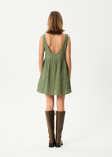 AFENDS Womens Focus Jesse - Seersucker Mini Dress - Oil Green - Afends womens focus jesse   seersucker mini dress   oil green