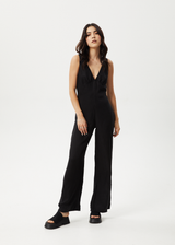 AFENDS Womens Grace - Cupro Jumpsuit - Black - Afends womens grace   cupro jumpsuit   black 