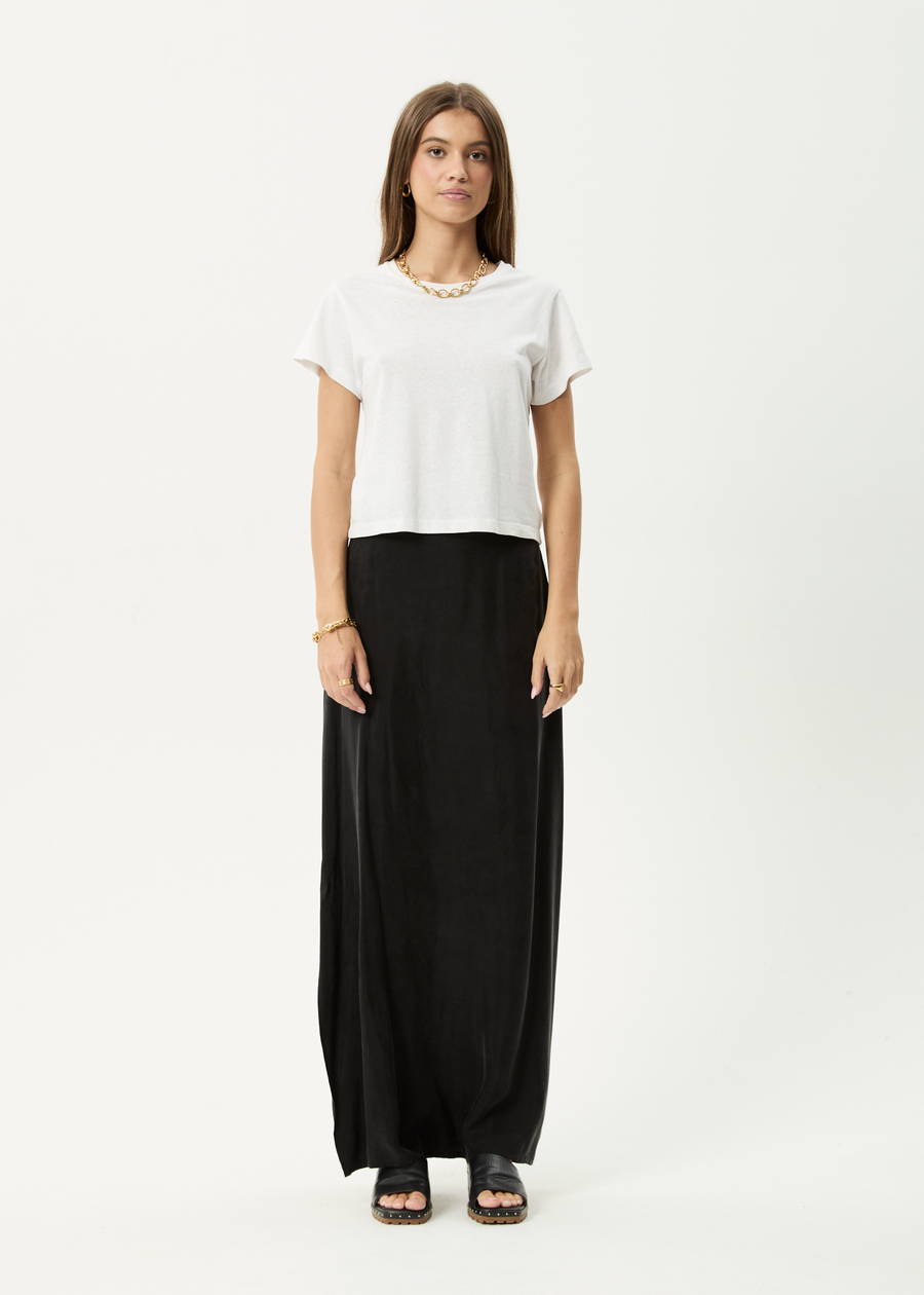 AFENDS Womens Grace - Cupro Maxi Skirt - Black