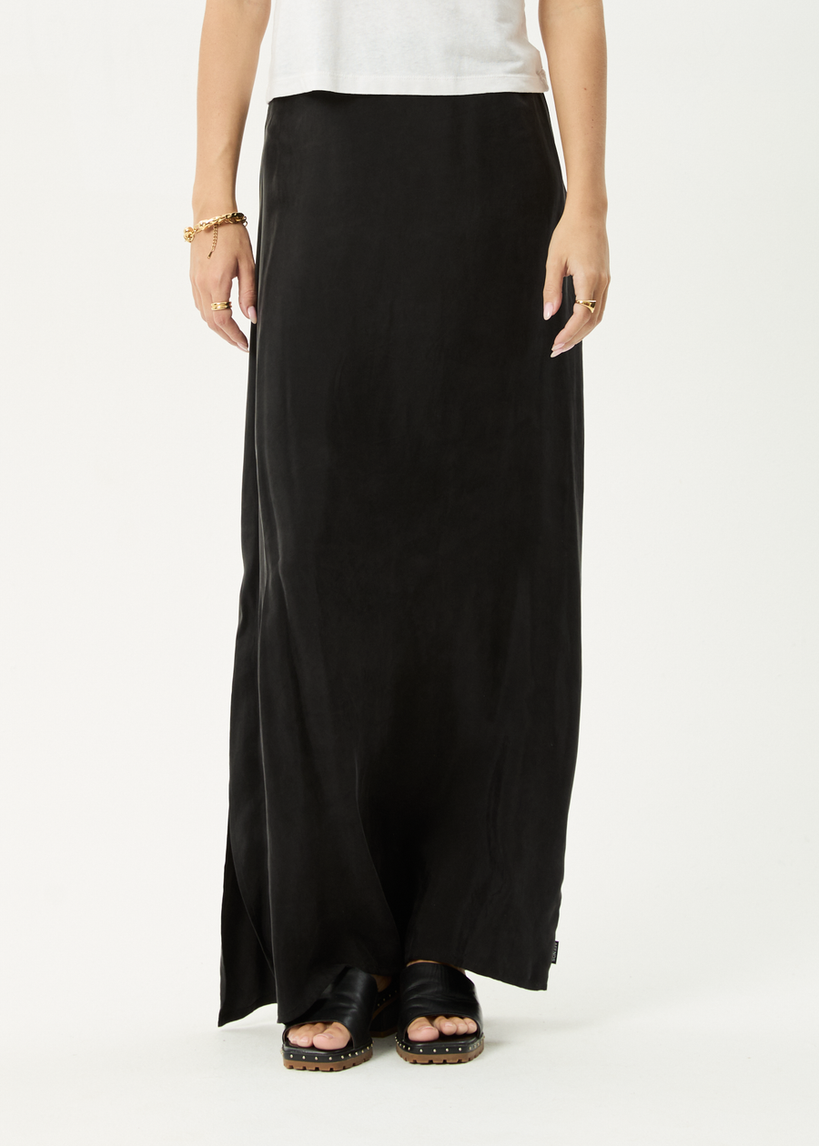 AFENDS Womens Grace - Cupro Maxi Skirt - Black