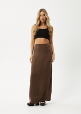 AFENDS Womens Grace - Cupro Maxi Skirt - Coffee - Afends womens grace   cupro maxi skirt   coffee 