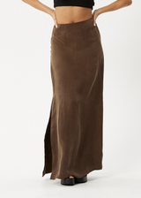 AFENDS Womens Grace - Cupro Maxi Skirt - Coffee - Afends womens grace   cupro maxi skirt   coffee 