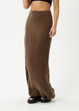 AFENDS Womens Grace - Cupro Maxi Skirt - Coffee - Afends womens grace   cupro maxi skirt   coffee 
