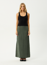 AFENDS Womens Grace - Cupro Maxi Skirt - Deep Green - Afends womens grace   cupro maxi skirt   deep green