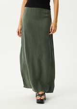 AFENDS Womens Grace - Cupro Maxi Skirt - Deep Green - Afends womens grace   cupro maxi skirt   deep green