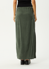 AFENDS Womens Grace - Cupro Maxi Skirt - Deep Green - Afends womens grace   cupro maxi skirt   deep green