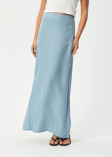AFENDS Womens Grace - Cupro Maxi Skirt - Ether Blue - Afends womens grace   cupro maxi skirt   ether blue