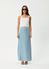 AFENDS Womens Grace - Cupro Maxi Skirt - Ether Blue - Afends womens grace   cupro maxi skirt   ether blue