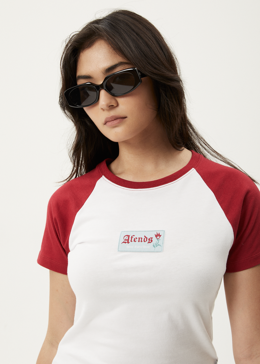 AFENDS Womens Homely Raglan - Baby Tee - Cherry
