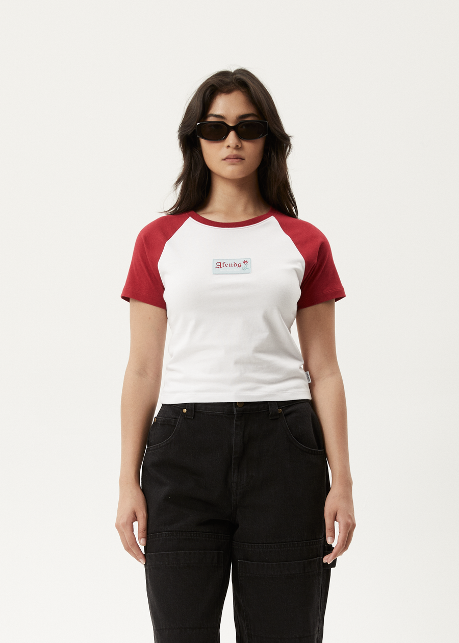 AFENDS Womens Homely Raglan - Baby Tee - Cherry