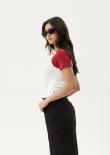 AFENDS Womens Homely Raglan - Baby Tee - Cherry - Afends womens homely raglan   baby tee   cherry