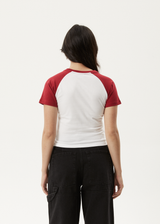 AFENDS Womens Homely Raglan - Baby Tee - Cherry - Afends womens homely raglan   baby tee   cherry