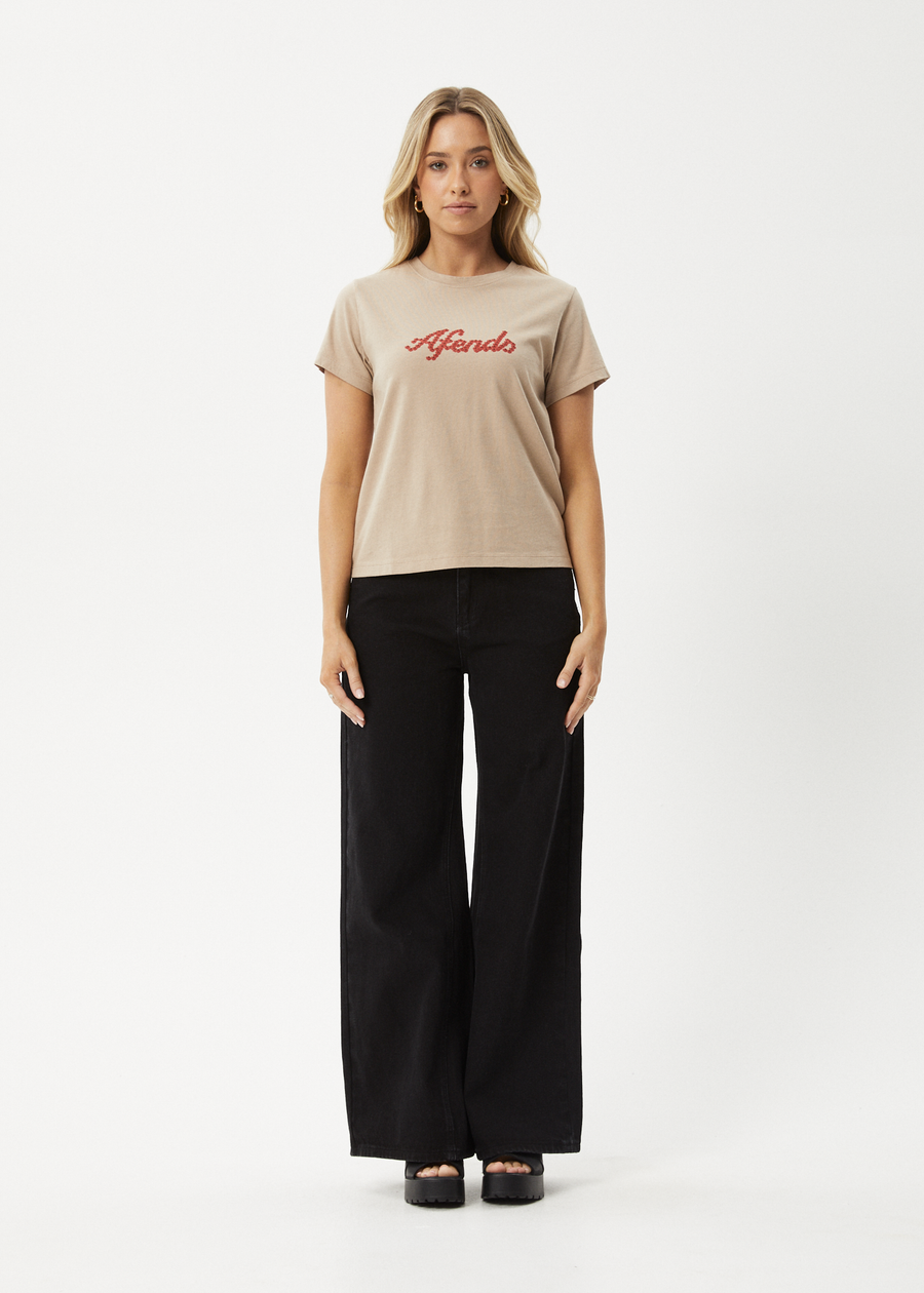 AFENDS Womens Garden Buds - Classic Tee - Taupe