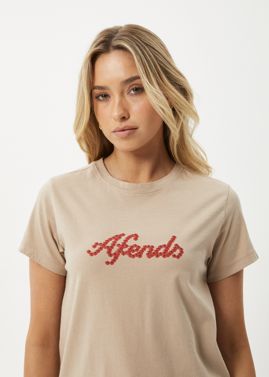 AFENDS Womens Garden Buds - Classic Tee - Taupe