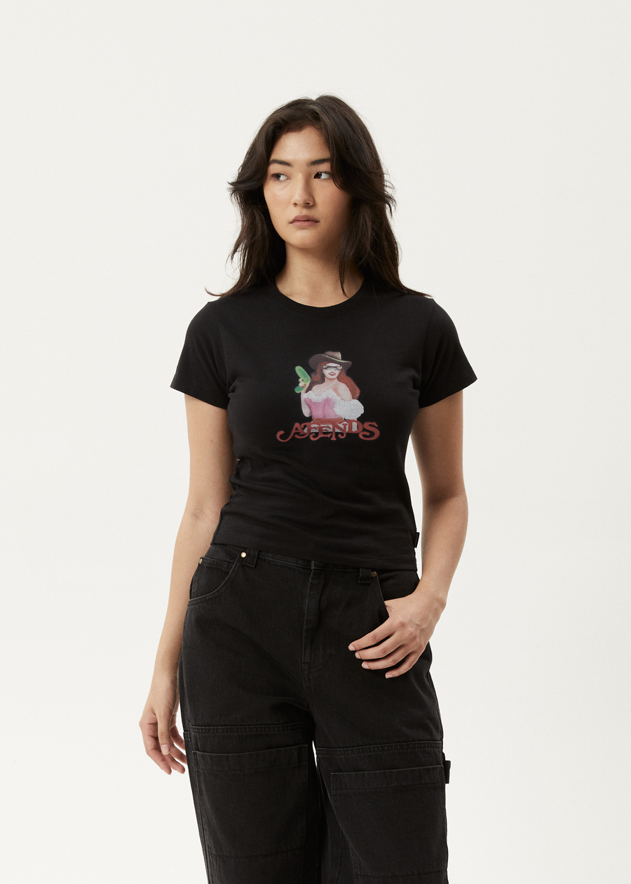AFENDS Womens Worlds Above - Baby Tee - Black