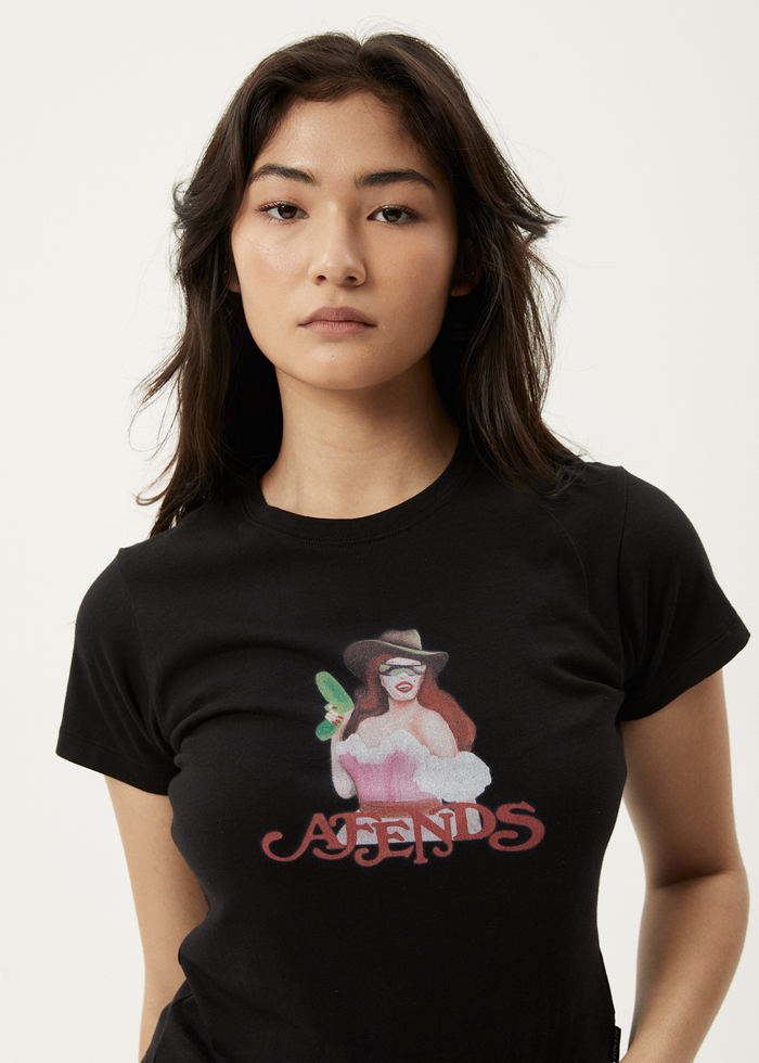 AFENDS Womens Worlds Above - Baby Tee - Black