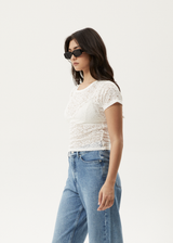 AFENDS Womens Poet - Lace Baby Tee - White - Afends womens poet   lace baby tee   white