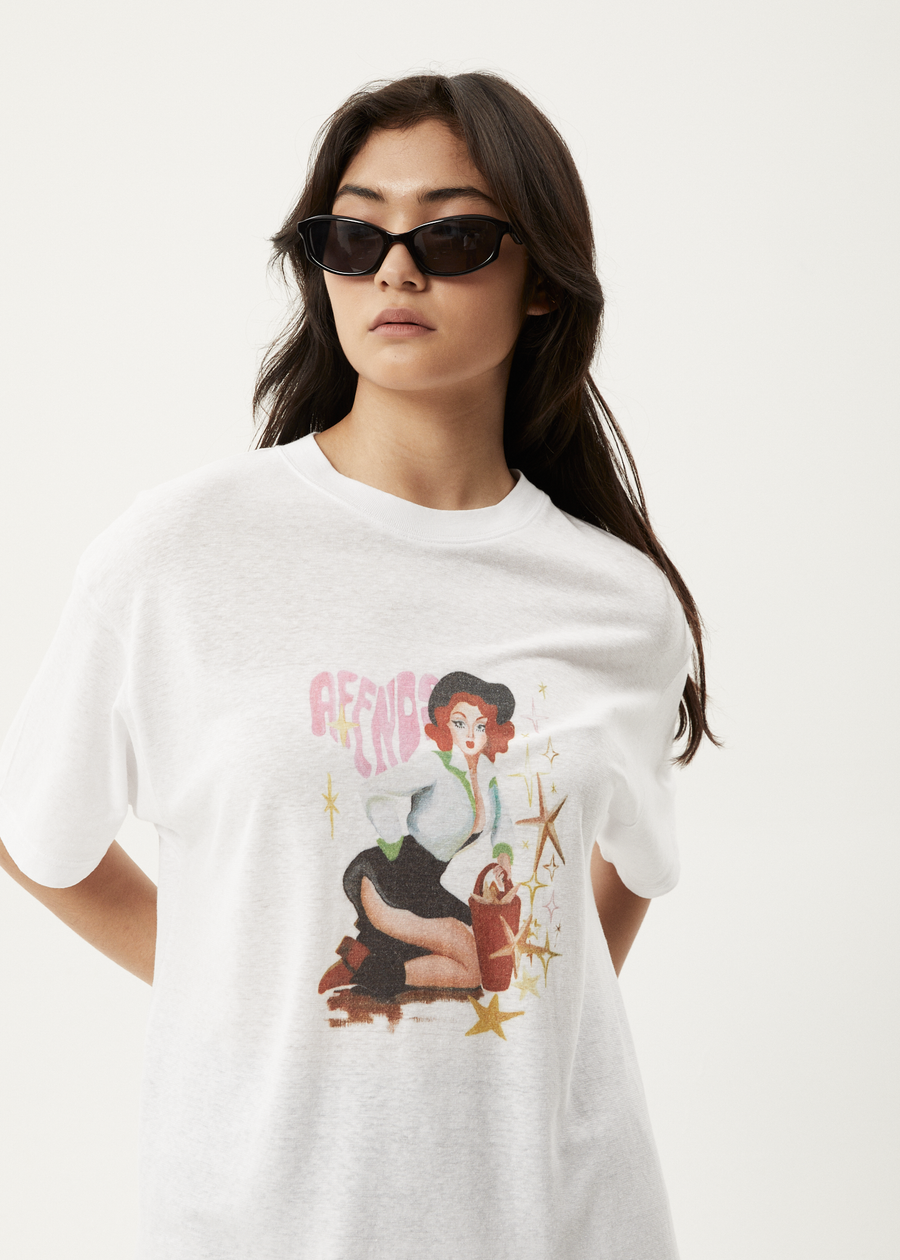AFENDS Womens Worlds Above - Oversized Tee - White