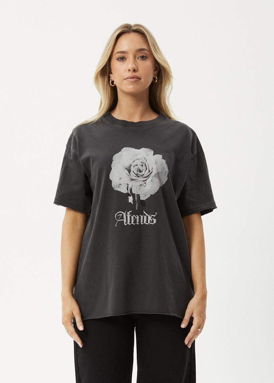 AFENDS Womens Sweet Juliet - Oversized Tee - Stone Black
