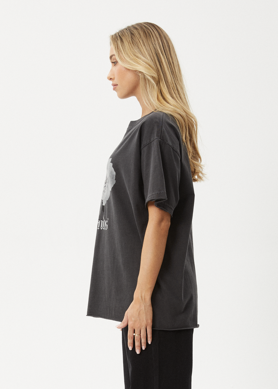 AFENDS Womens Sweet Juliet - Oversized Tee - Stone Black