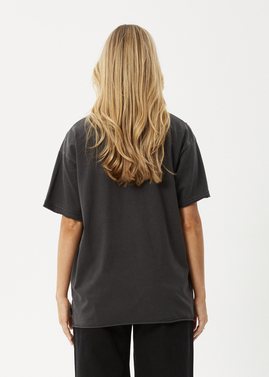 AFENDS Womens Sweet Juliet - Oversized Tee - Stone Black