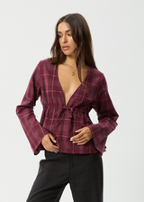 AFENDS Womens Eboni - Tie Top - Port - Afends womens eboni   tie top   port