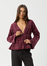 AFENDS Womens Eboni - Tie Top - Port - Afends womens eboni   tie top   port