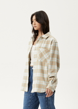 AFENDS Womens Lighthouse - Flannel Shirt - Taupe - Afends womens lighthouse   flannel shirt   taupe 
