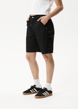 AFENDS Womens Carly - Low Rise Workwear Short - Black - Afends womens carly   low rise workwear short   black