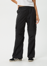 AFENDS Womens Instinct - Zip Off Cargo Pant - Black - Afends womens instinct   zip off cargo pant   black