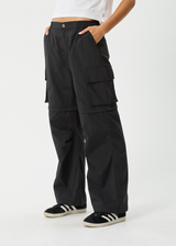 AFENDS Womens Instinct - Zip Off Cargo Pant - Black - Afends womens instinct   zip off cargo pant   black