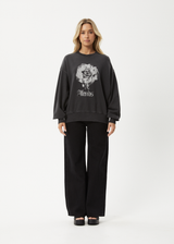 AFENDS Womens Sweet Juliet - Crew Neck Jumper - Stone Black - Afends womens sweet juliet   crew neck jumper   stone black
